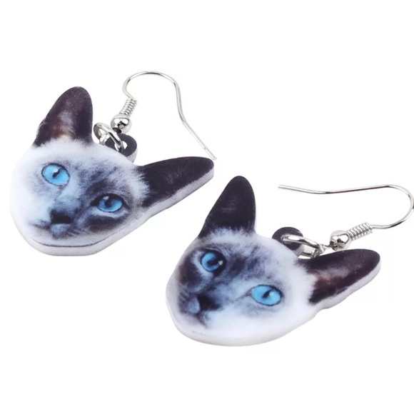 Jewelry - Blue Eyes Kitten Cat Acrylic Earrings